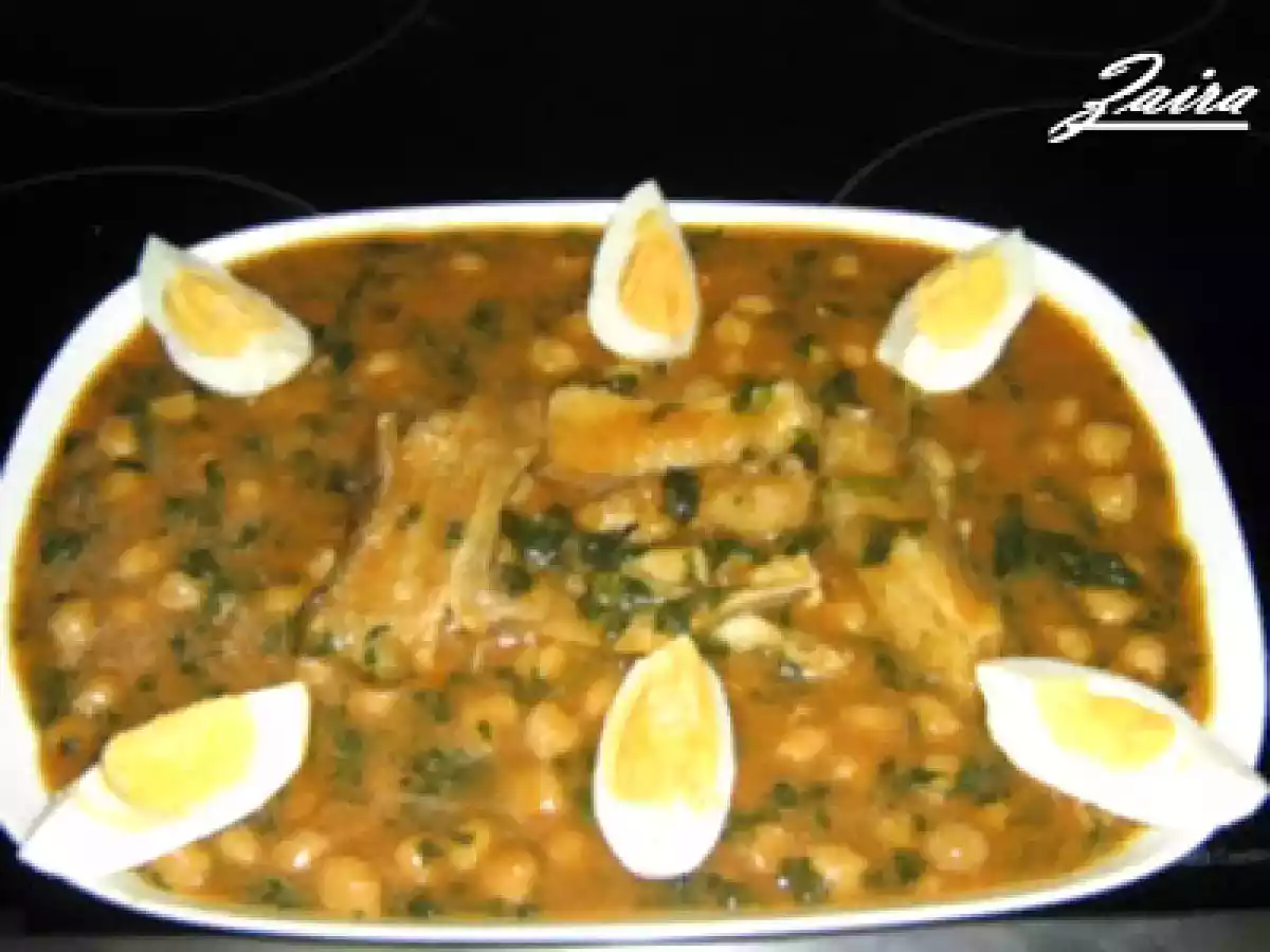 Potaje de garbanzos, espinacas y bacalao