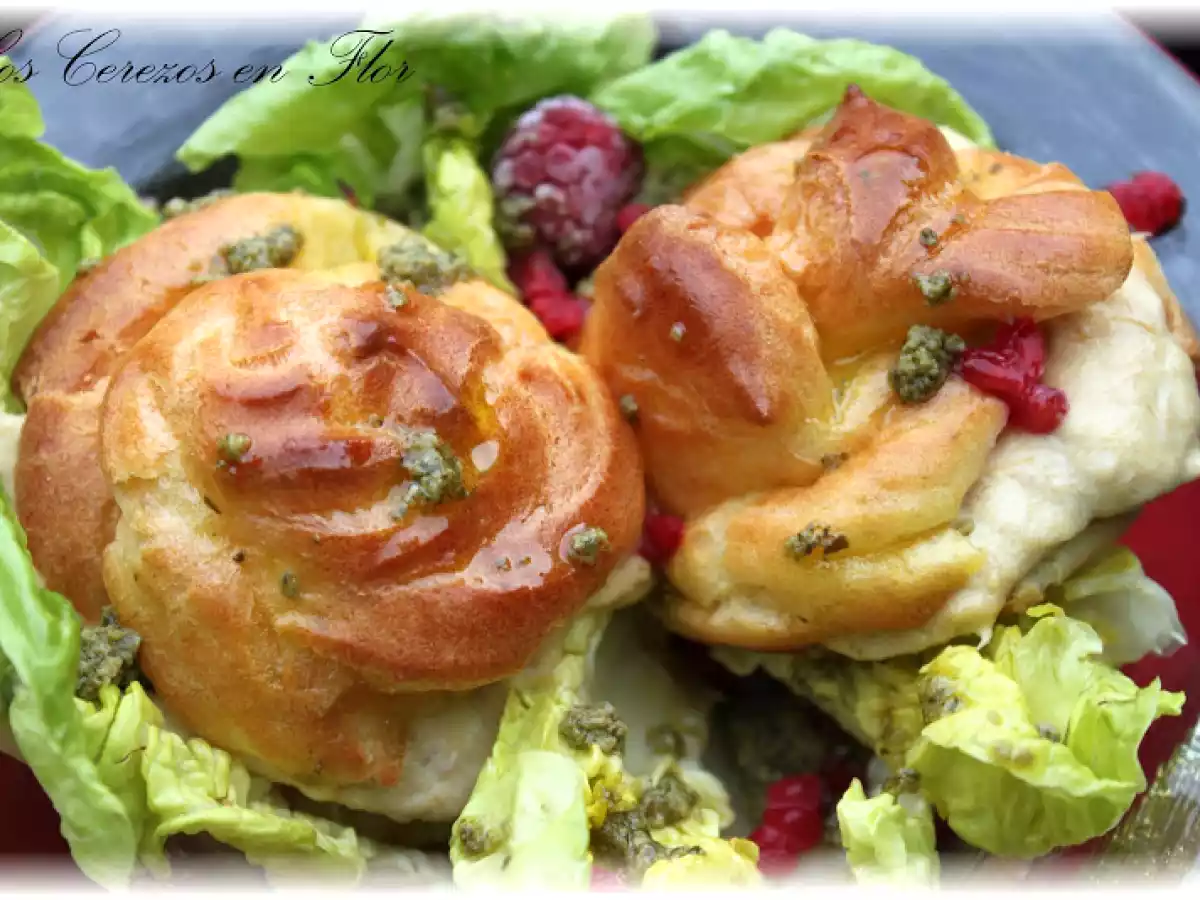 Profiteroles rellenos de brandada y vinagreta