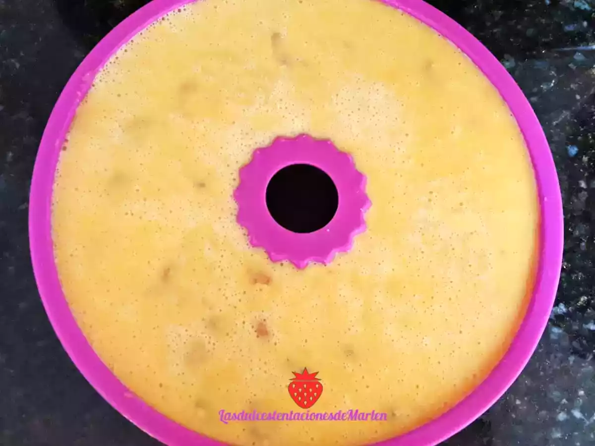 Pudin de melocotón y nueces al microondas - foto 2