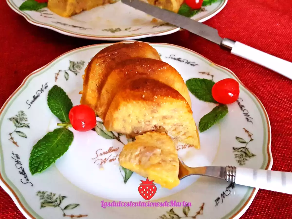 Pudin de melocotón y nueces al microondas - foto 3