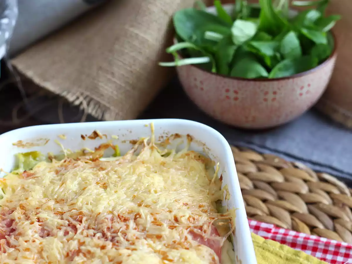 Puerros gratinados con jamón cocido y queso - foto 5