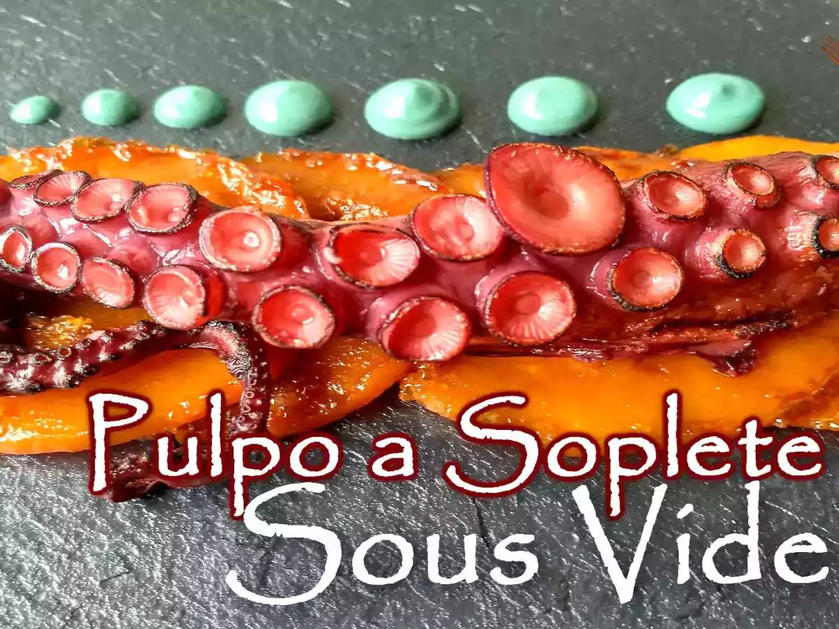 Pulpo a soplete con calabaza y lactonesa