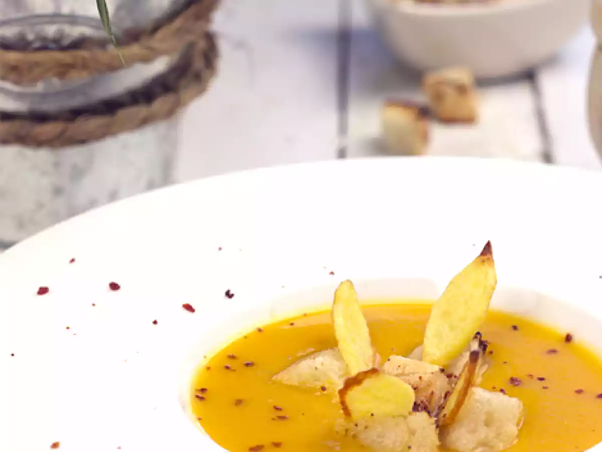 Puré de calabaza y patata al jamón