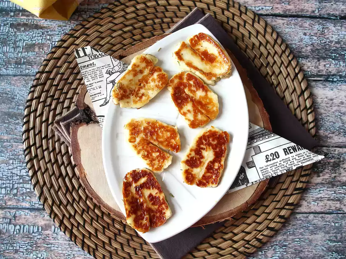 Queso halloumi agridulce a la sartén con miel y romero - foto 5