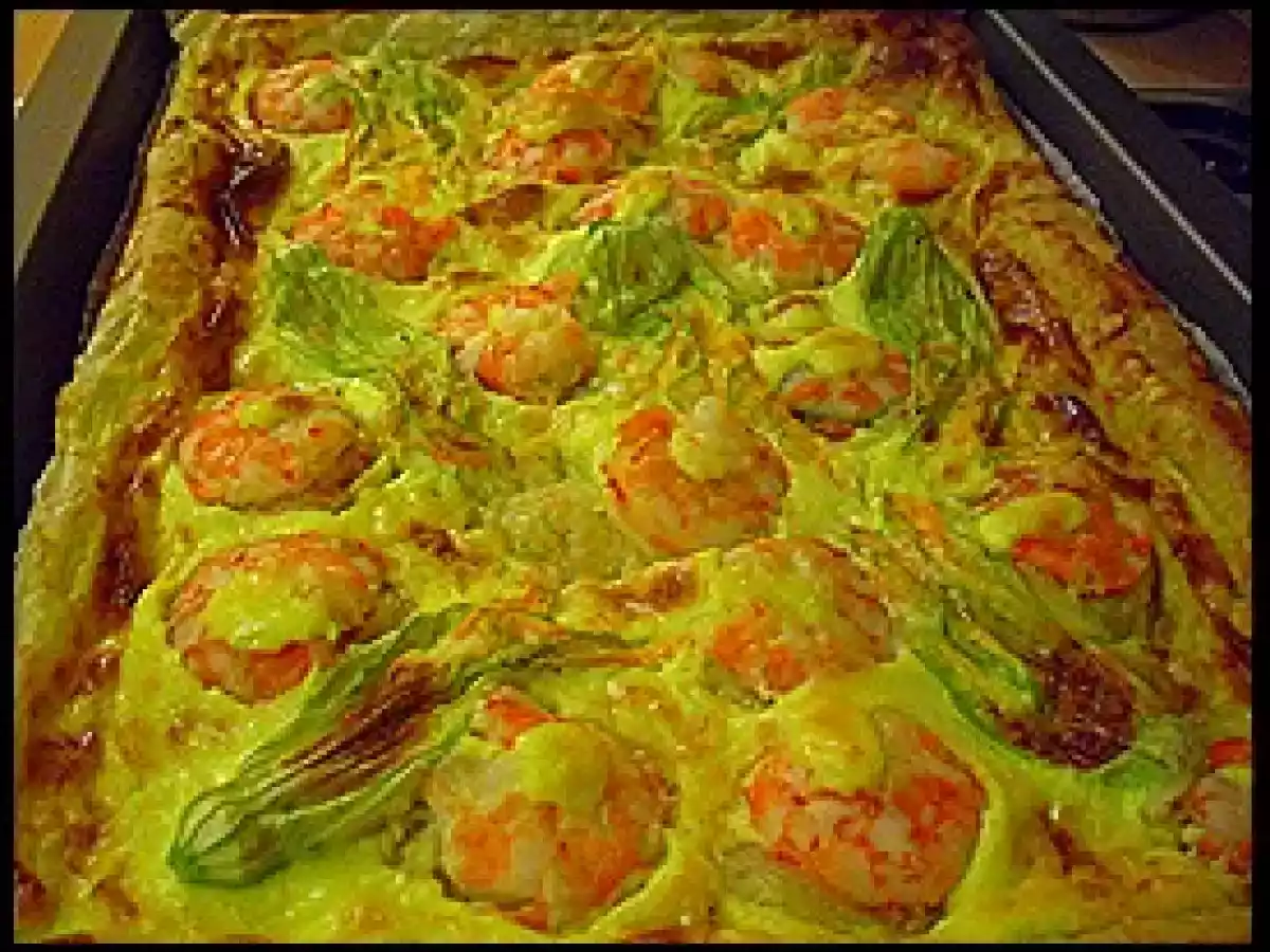 Quiche con flores del calabacín y langostinos - foto 11