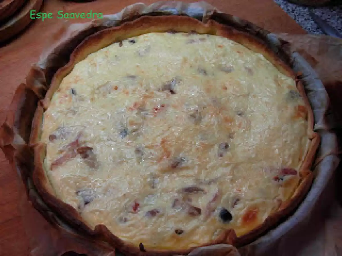 Quiche de bacon y champiñones