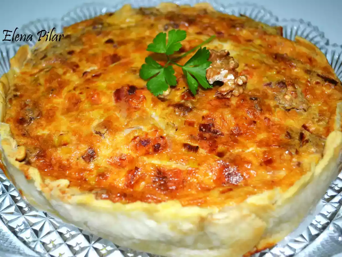 Quiche de Beicon, Nueces y Puerro