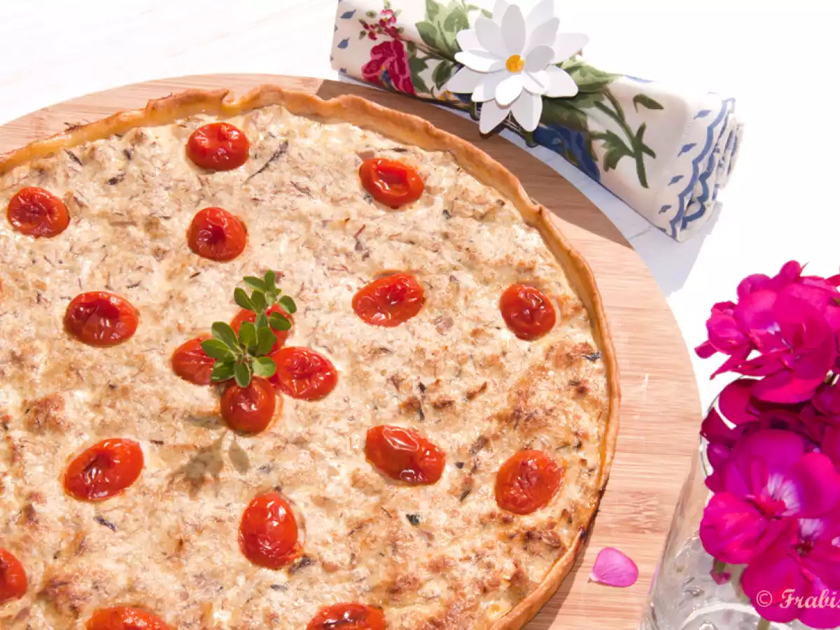 Quiche de caballa fresca con tomates