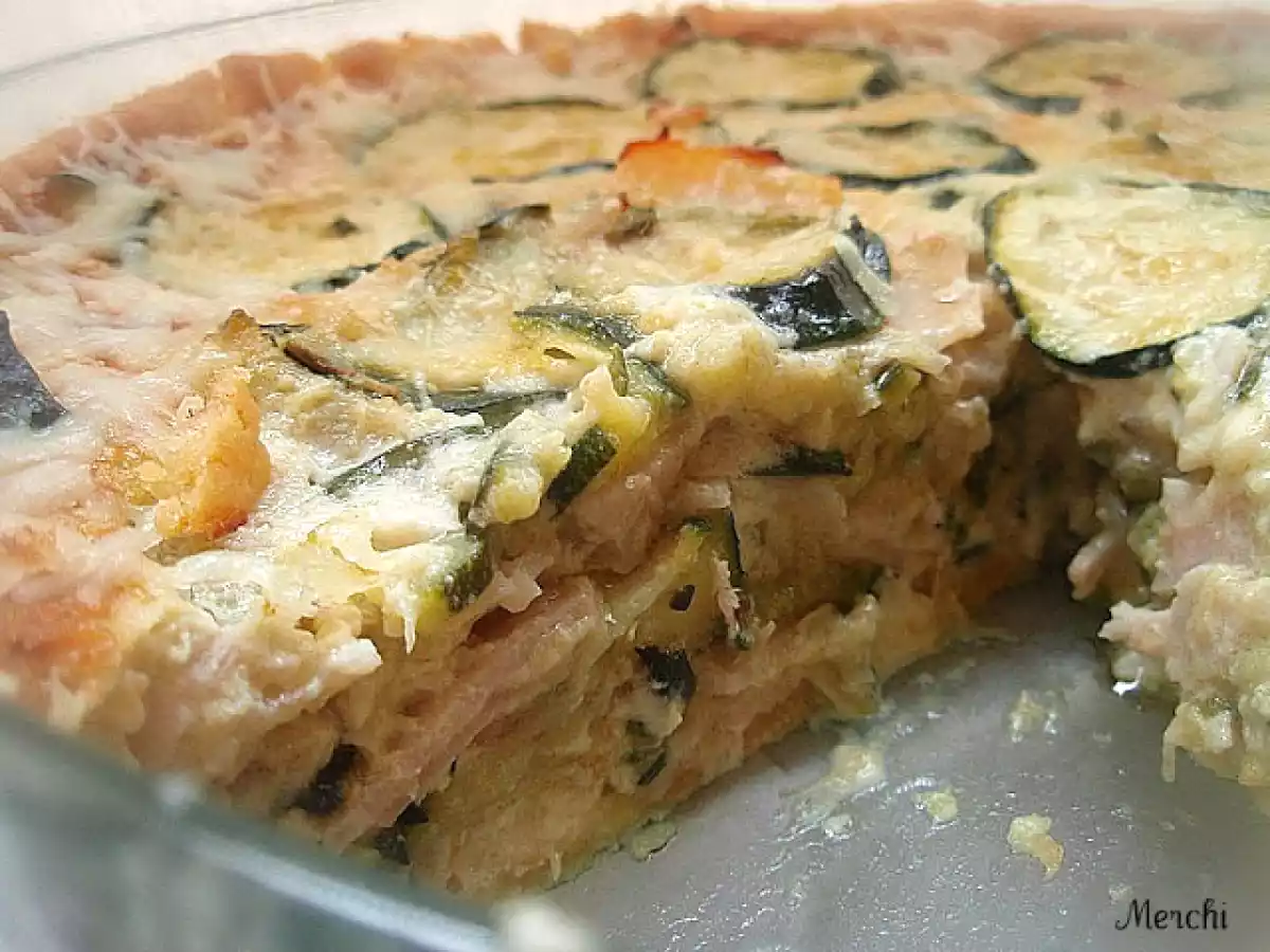 Quiché de calabacín, pavo y queso azul