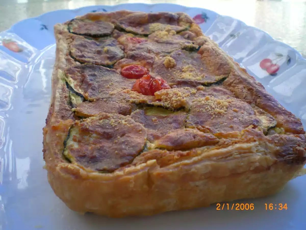 Quiche de calabacín y gambas