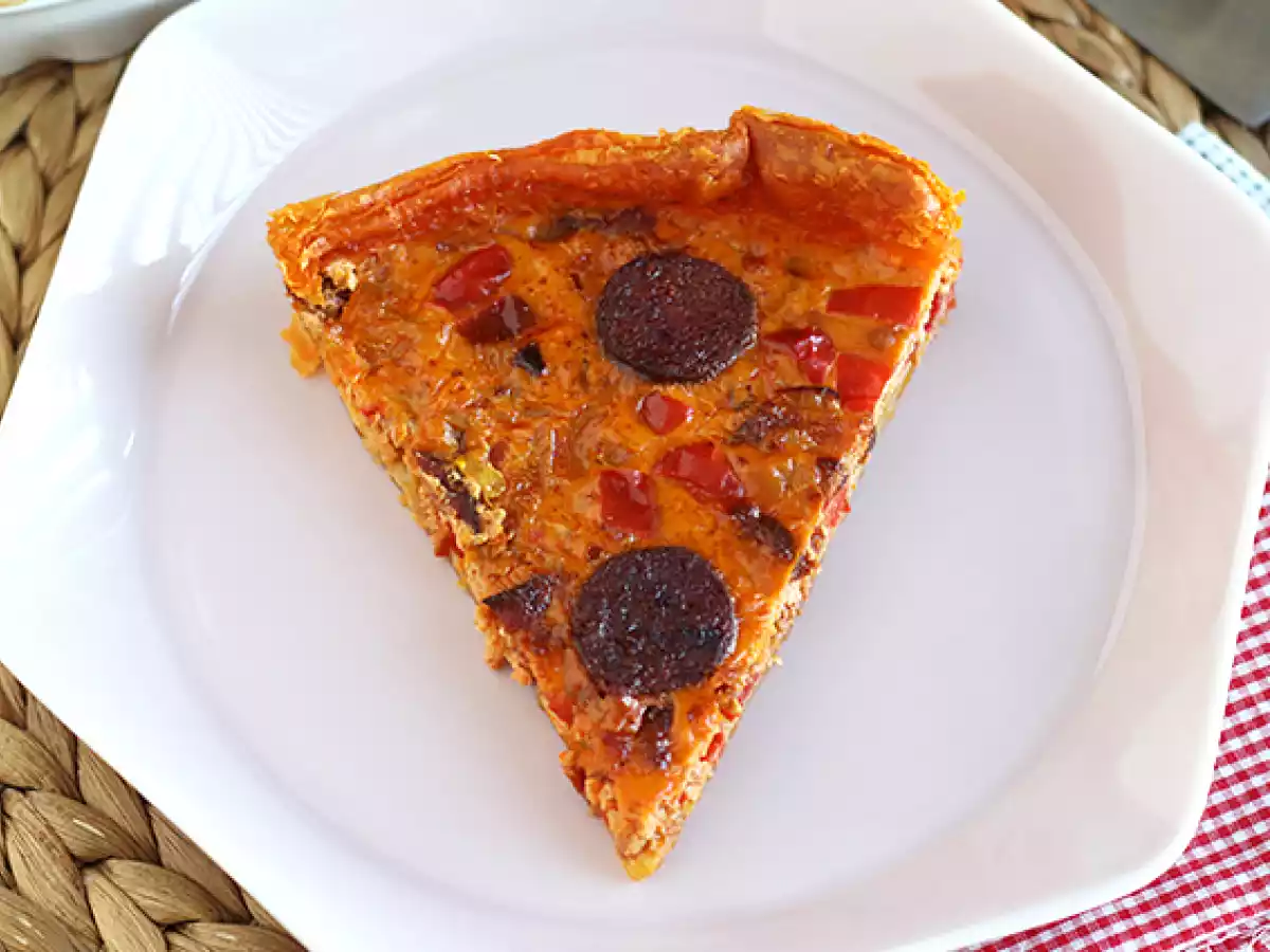 Quiche de chorizo y pimientos - foto 4