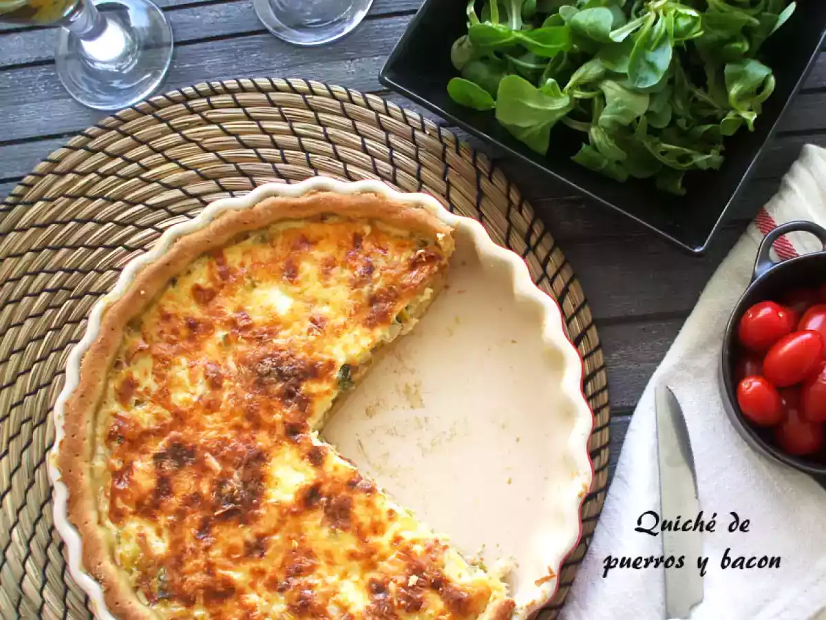 Quiche de puerros con bacon