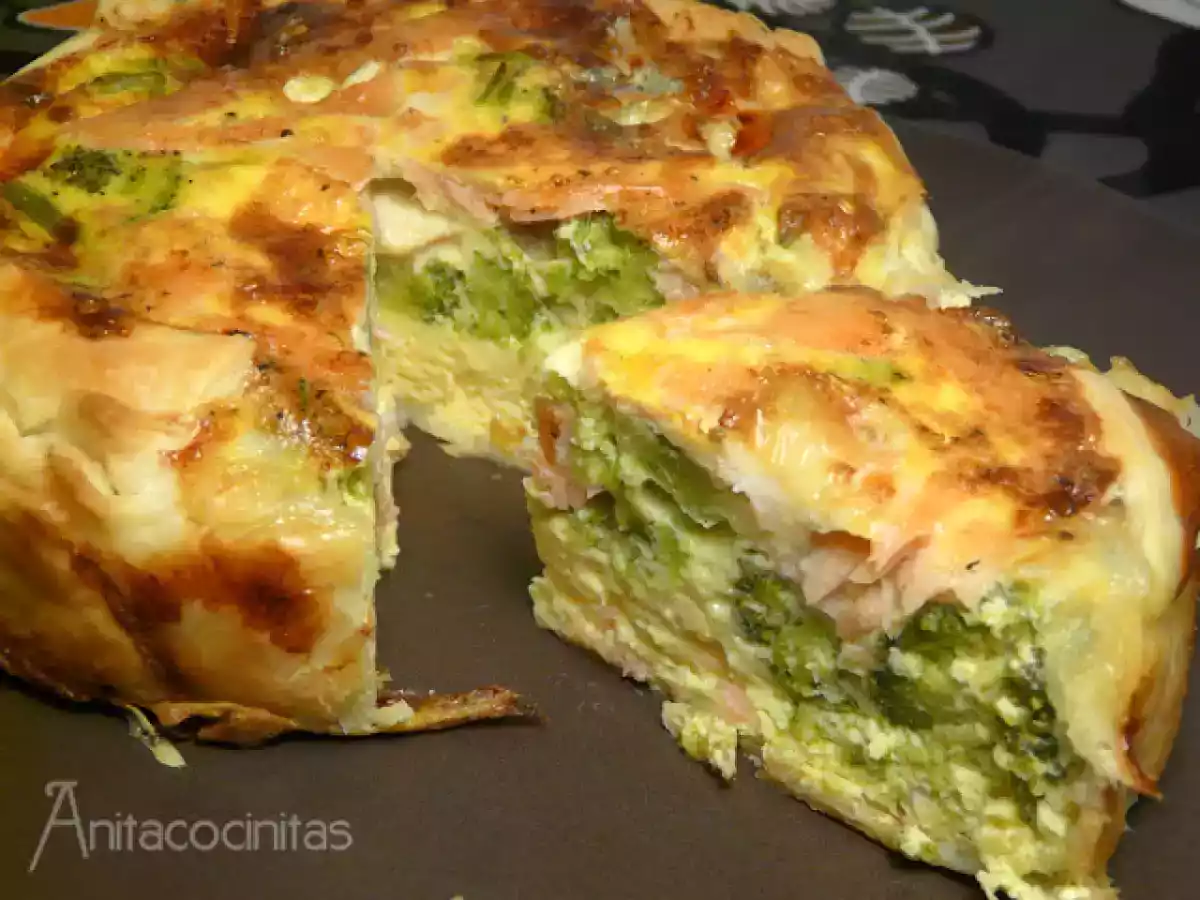 Quiché de salmón, brocoli y queso azul - foto 3