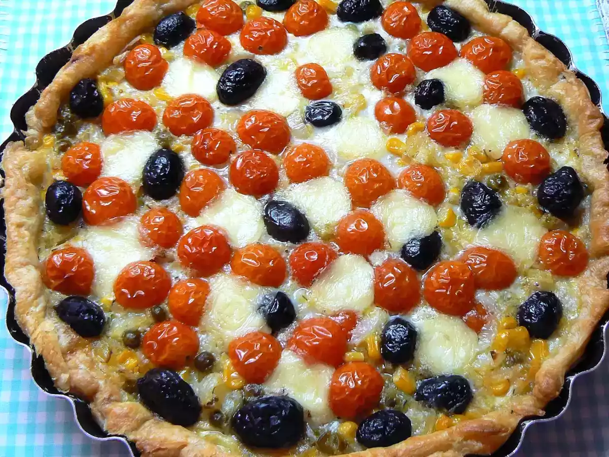 Quiche de tomate y mozzarella
