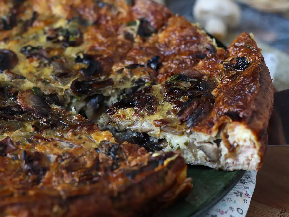 Quiche sin masa con champiñones, beicon y queso cottage - foto 4