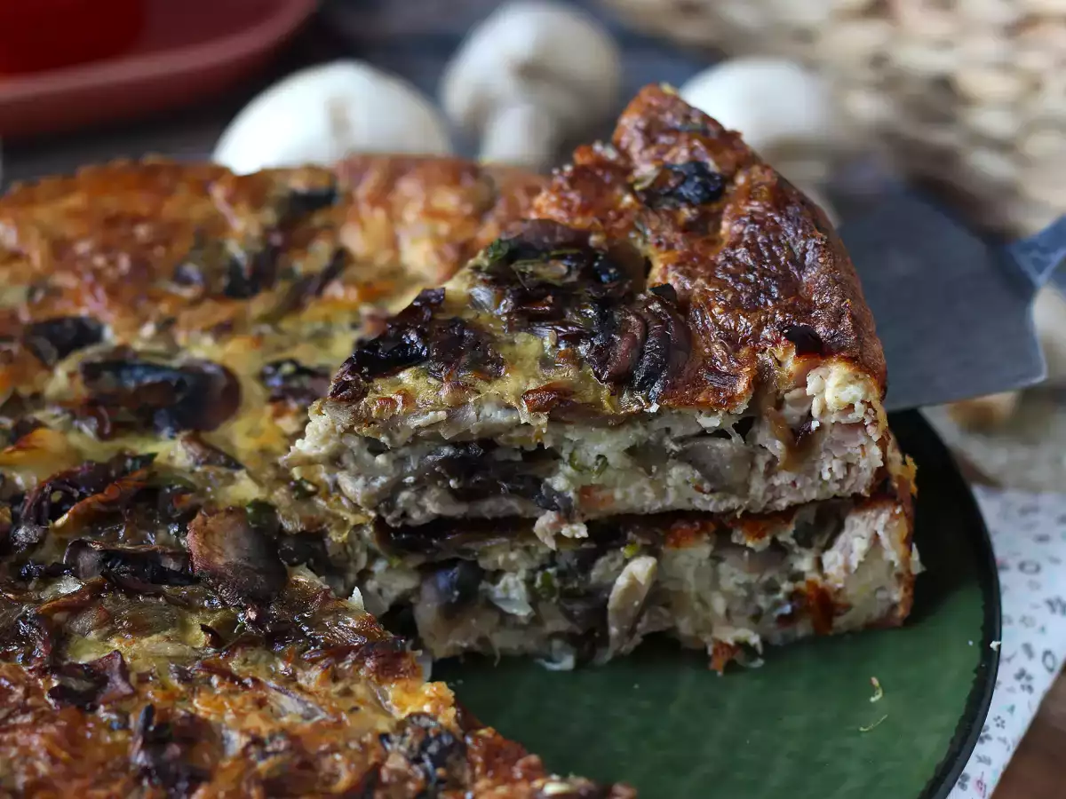 Quiche sin masa con champiñones, beicon y queso cottage - foto 6