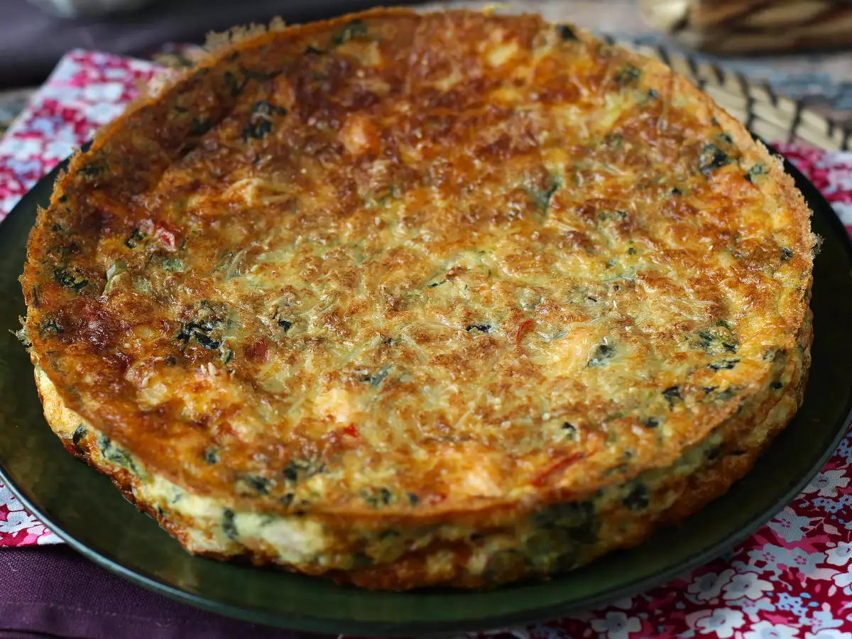 Quiche sin masa de salmón, espinacas y queso cottage - foto 2