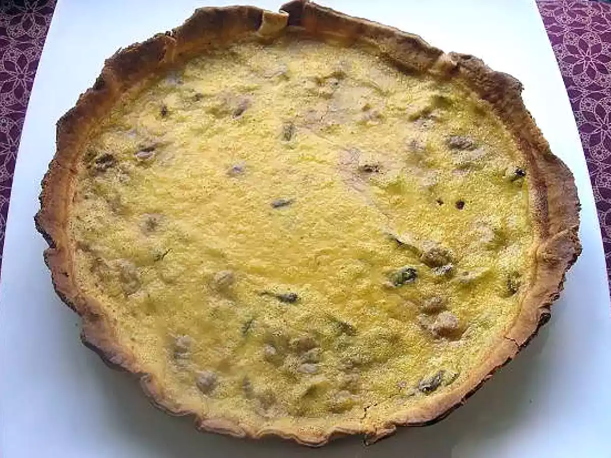 Quiche vegana de calabaza, nueces y setas