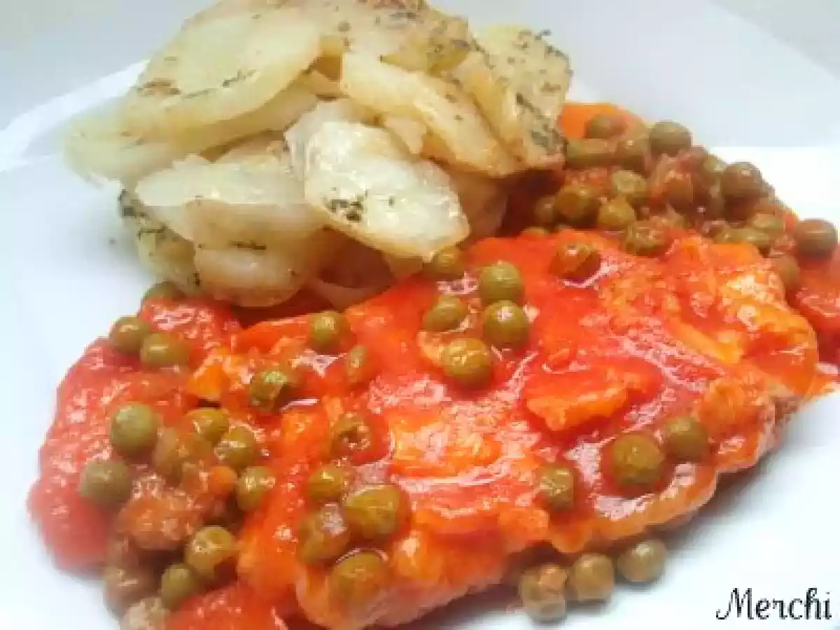 Rape en salsa con patatas panaderas