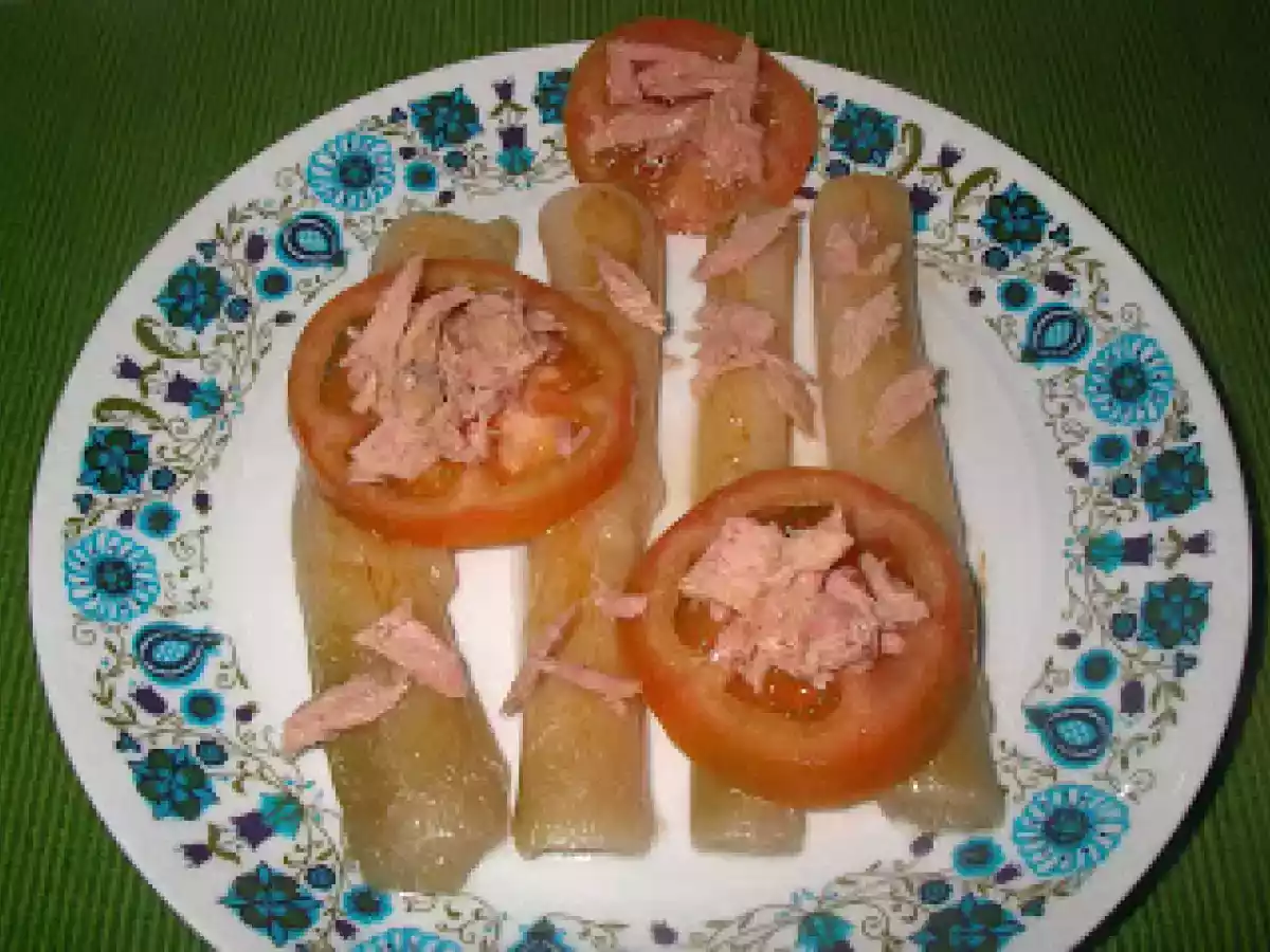 ReceHogaradas - Puerros a la plancha con tomate y bonito