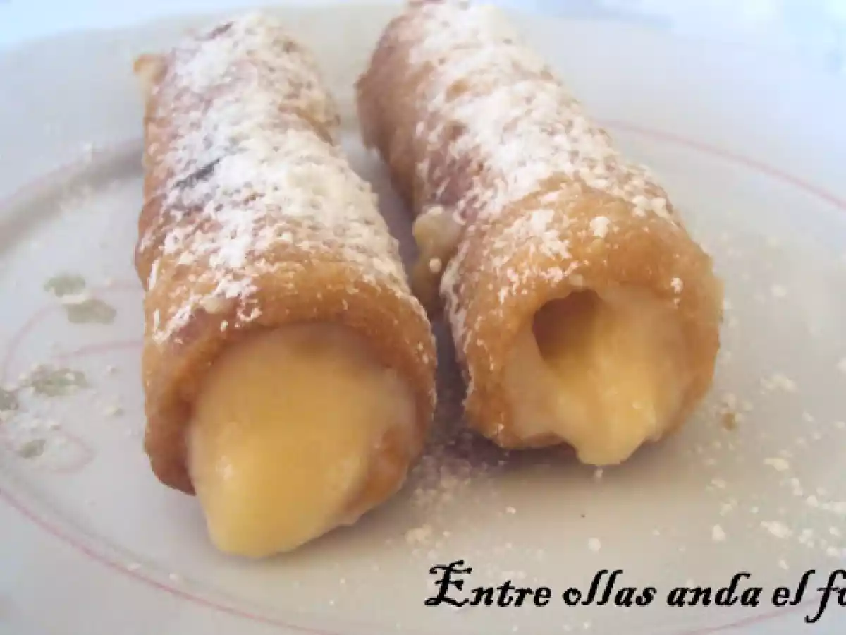 RECETA DE CAÑAS RELLENAS DE CREMA