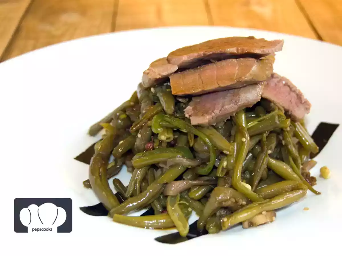 Receta de judias verdes salteadas a la pimienta de Szechuan