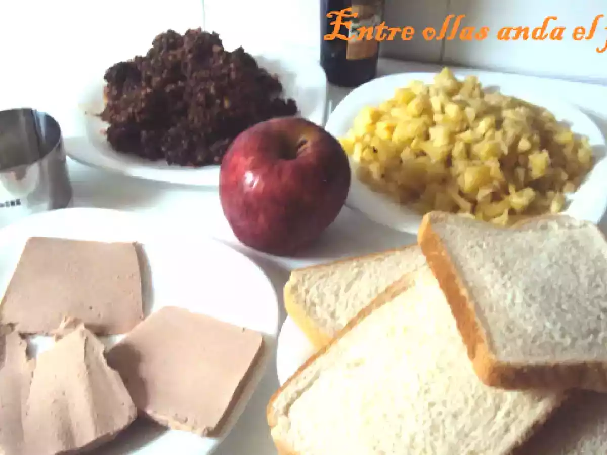 RECETA DE MILHOJAS DE PATATA CONFITADA, MORCILLA, FOIE Y MANZANA - foto 3