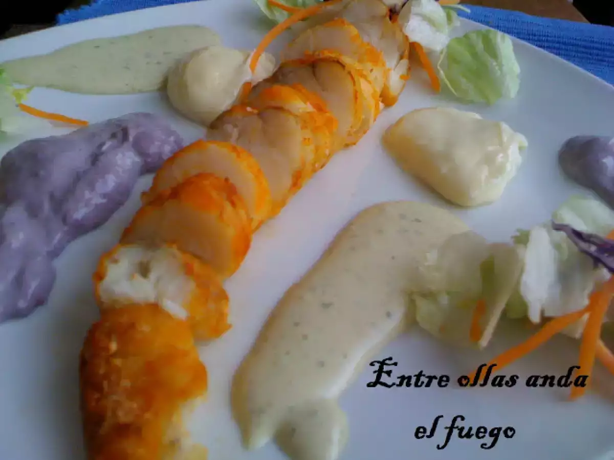 RECETA DE RAPE ALANGOSTADO CON TRES MAYONESAS