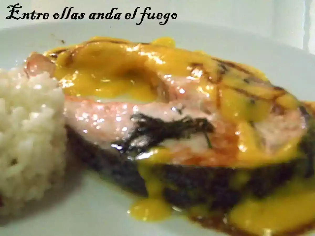 RECETA DE SALMON CON SALSA DE MANGO Y CURRY
