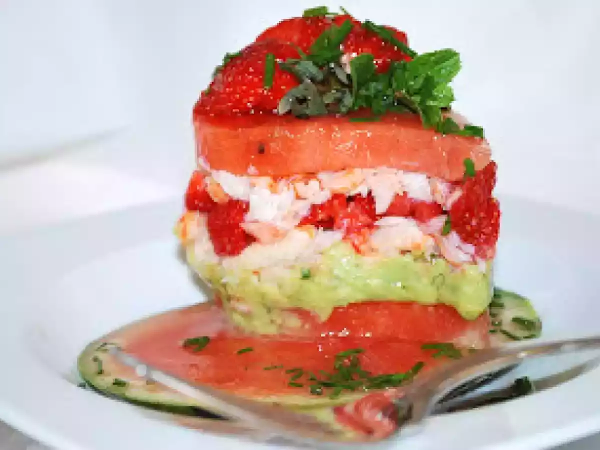 Receta ENTRADA DE SANDIA, AGUACATE, JAIBA Y FRESAS