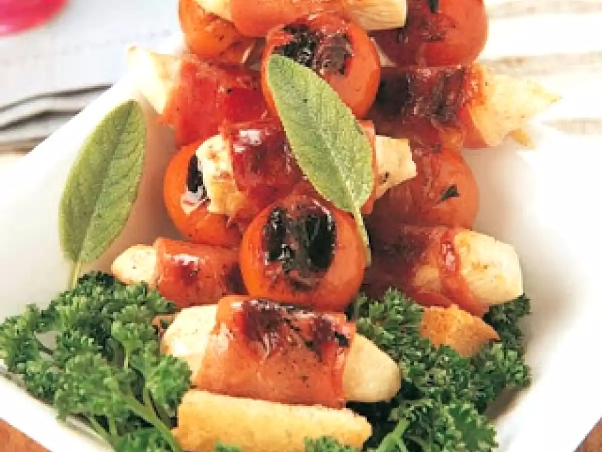 Recetas Pinchos o Brochetas de Jamón y Pollo