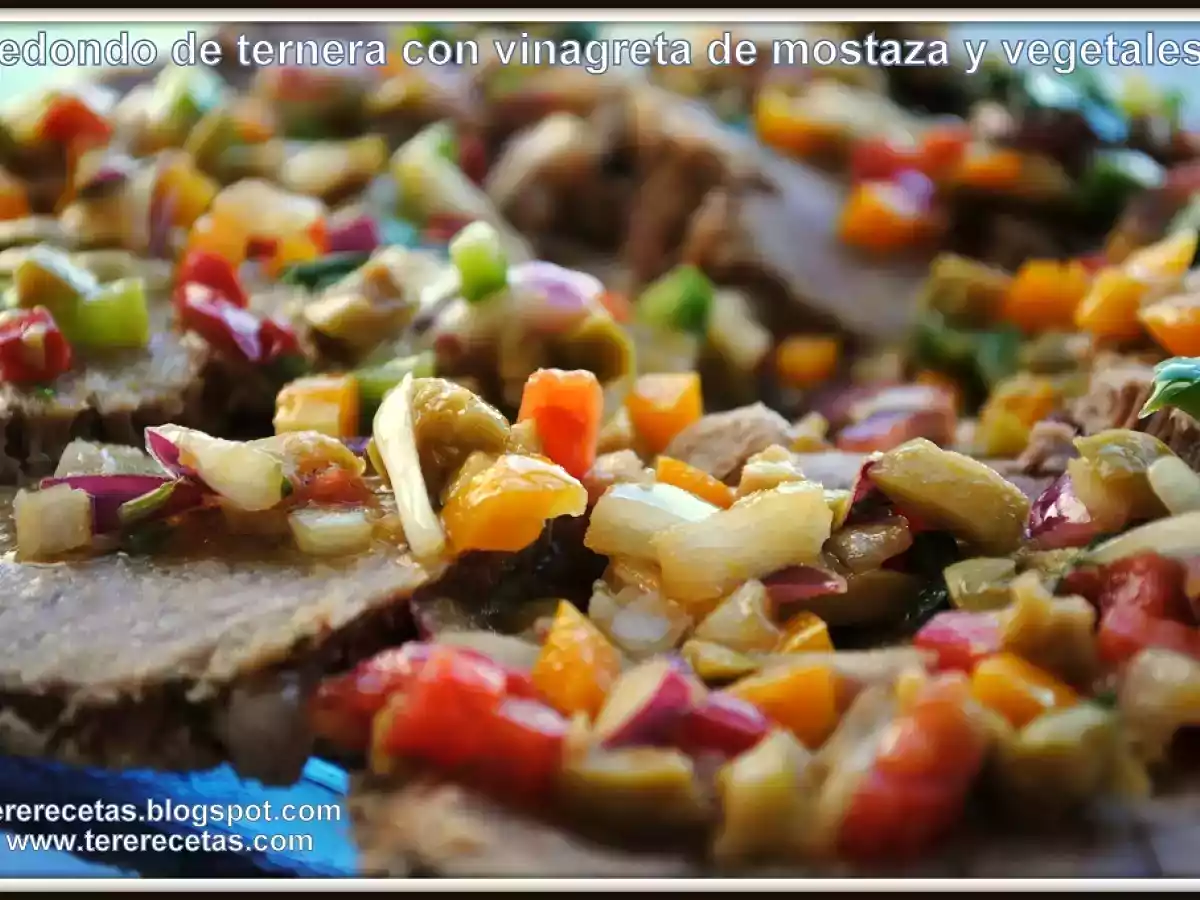 Redondo de ternera con vinagreta de mostaza y vegetales. - foto 2