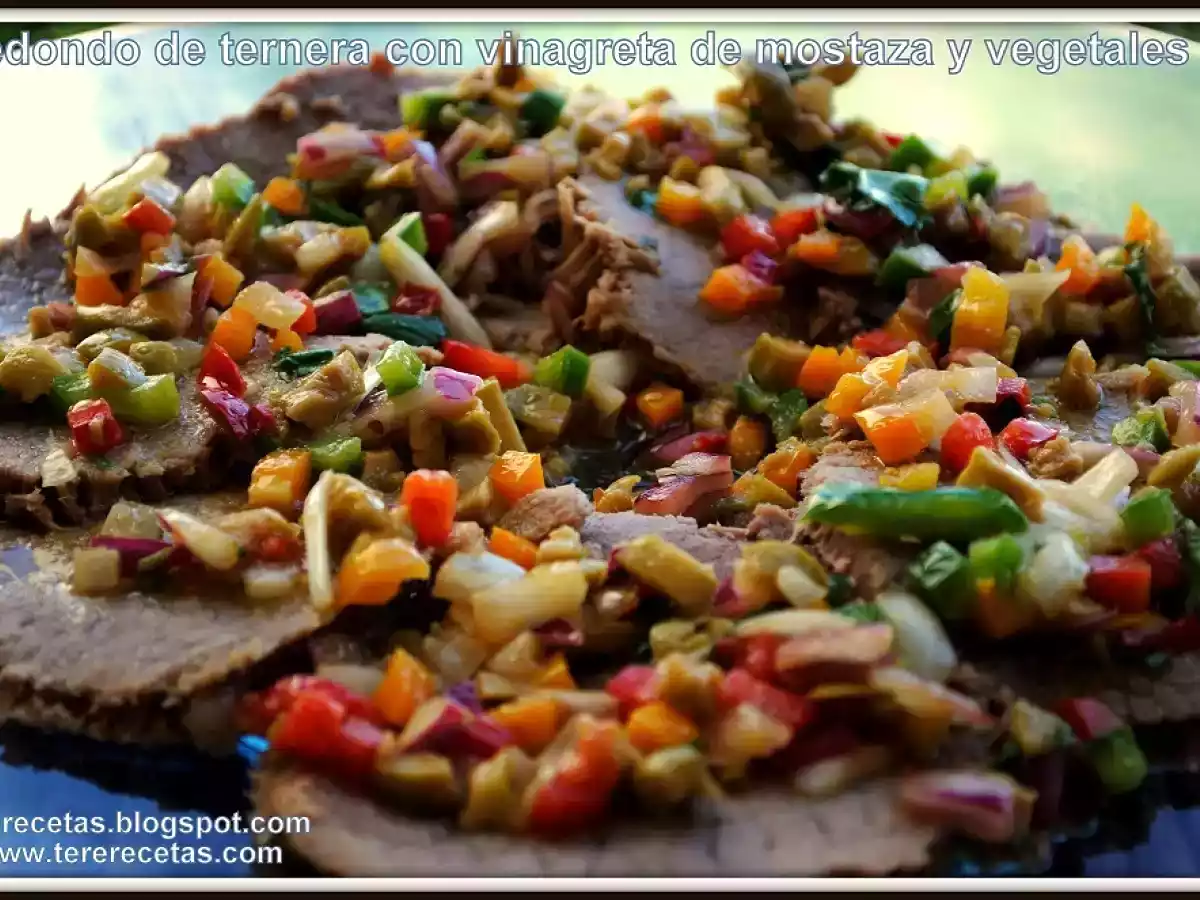 Redondo de ternera con vinagreta de mostaza y vegetales. - foto 3