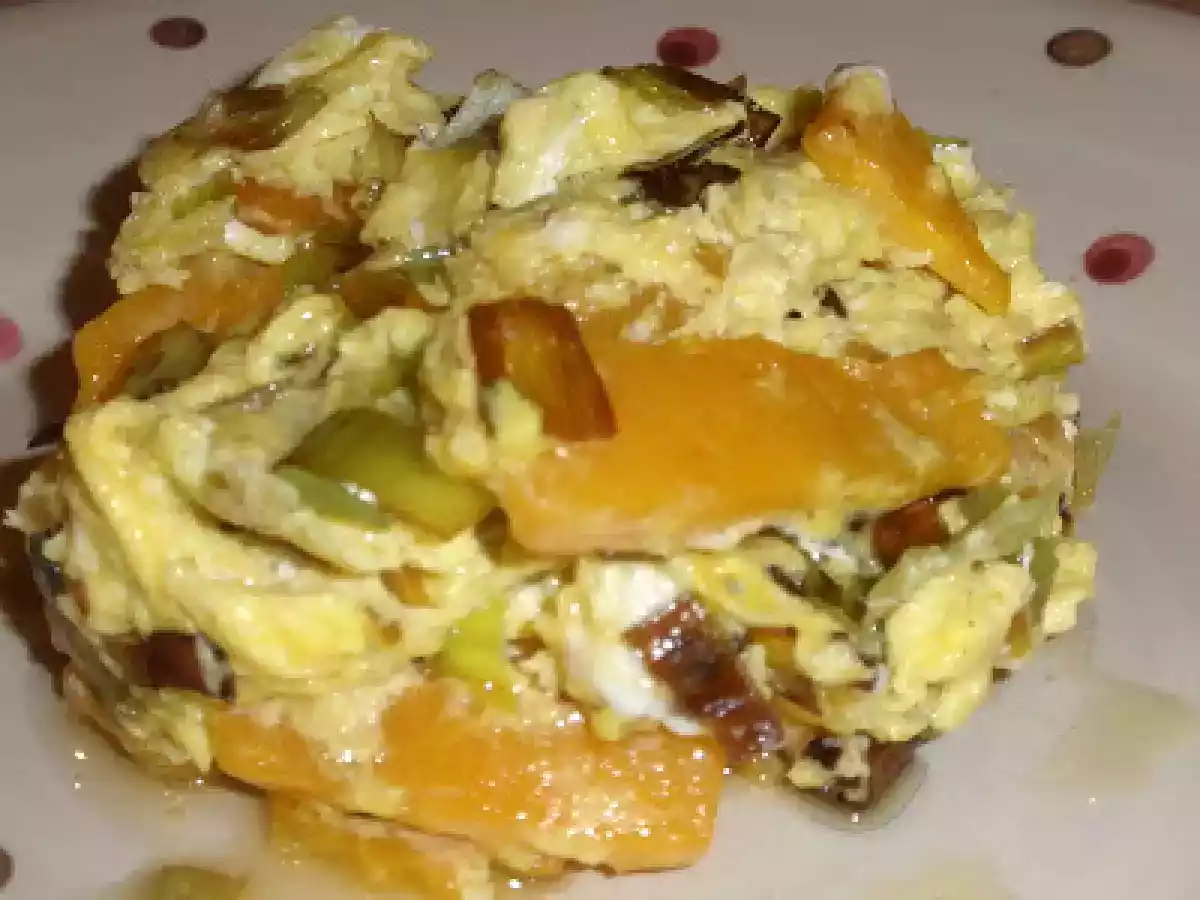 REVUELTO DE CALABACIN CEBOLLETA Y CALABAZA CON LECHE DE SOJA