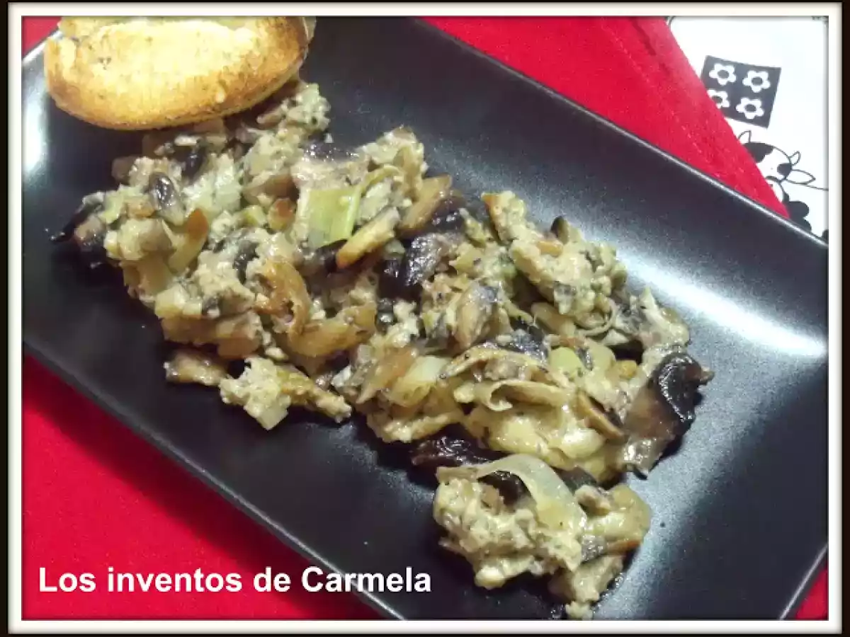 Revuelto de champiñones con toque dulce