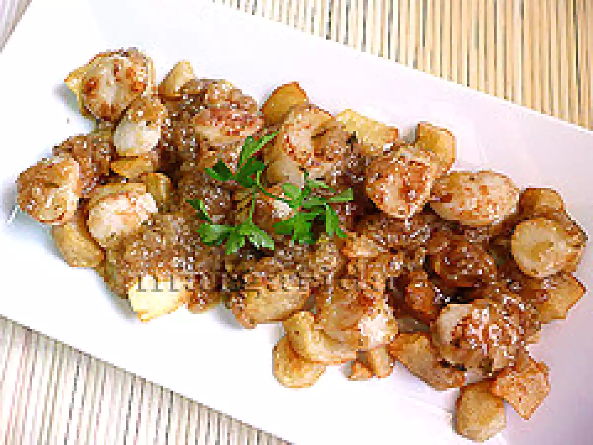 Revuelto de patatas con vieiras