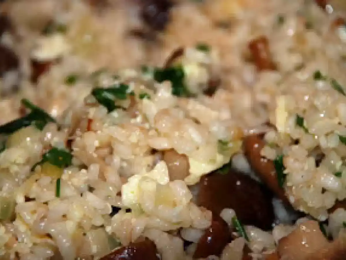 Risotto ai funghi e prezzemolo.