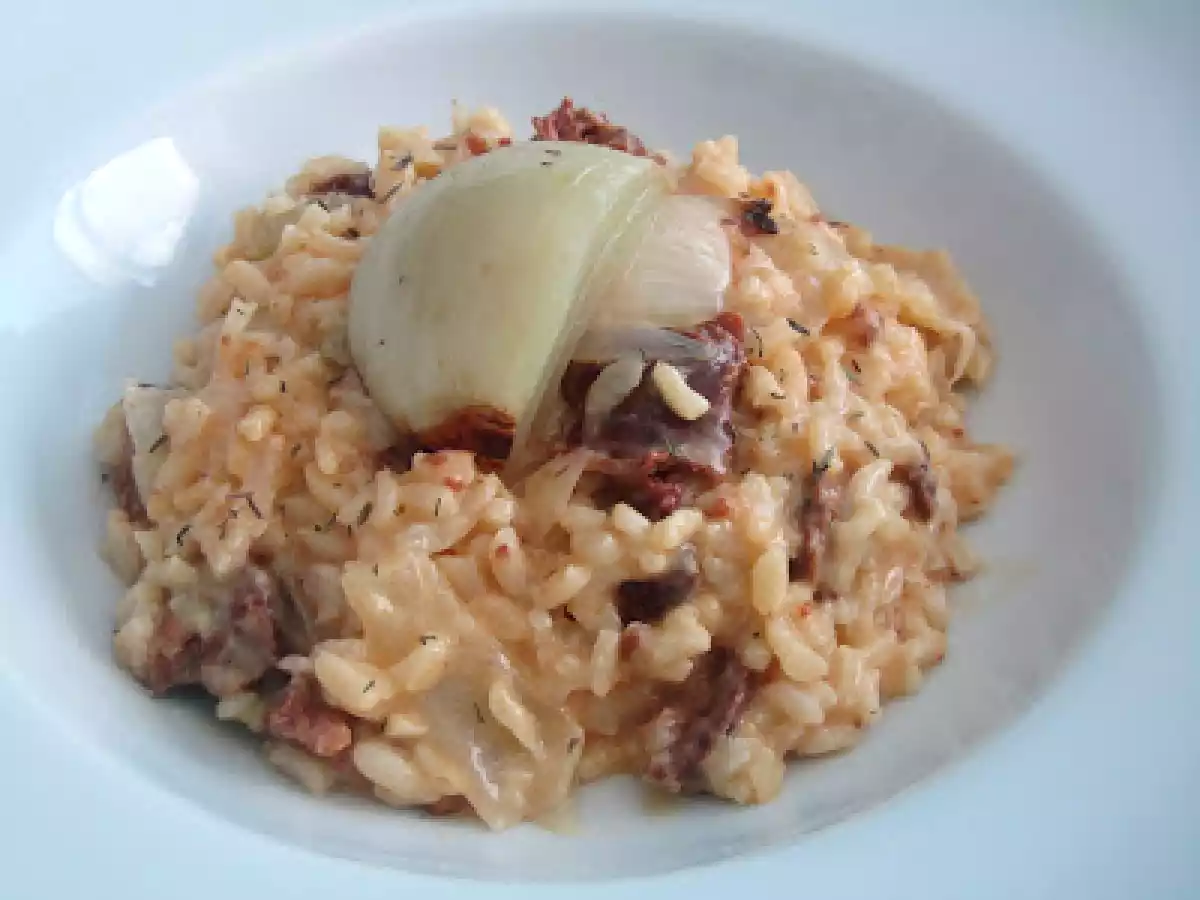 Risotto con Chorizo y Cebolla