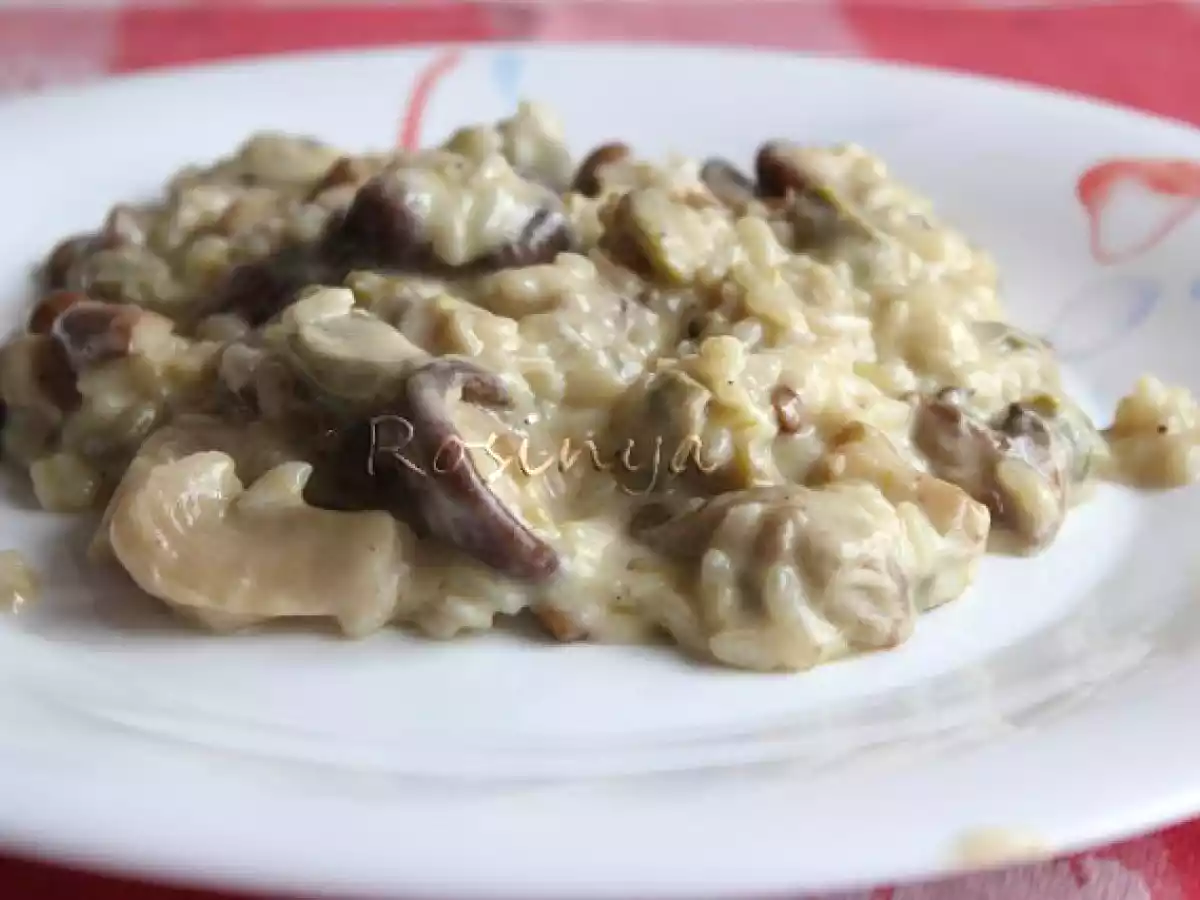 RISOTTO CON HABAS, SETAS Y CREMA DE CAMEMBERT