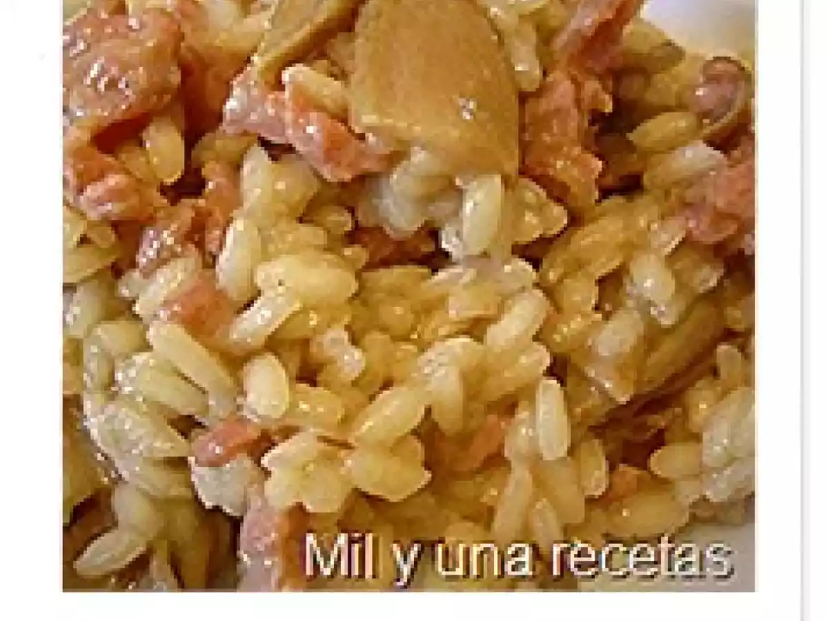 Risotto con salchicha y boletus