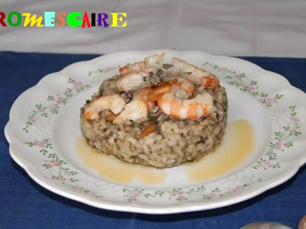 Risotto de algas nori en copos con gambas al ajillo - foto 2