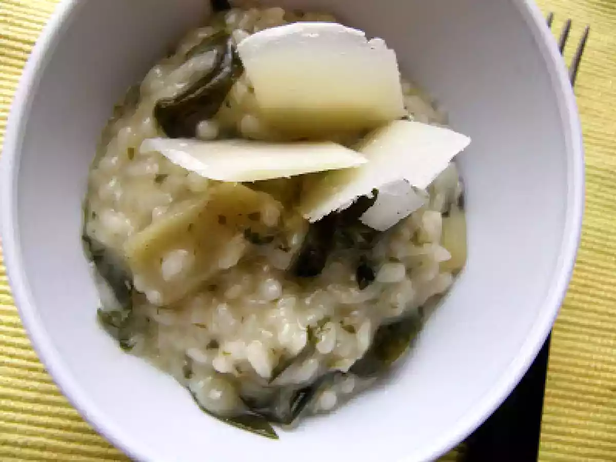 Risotto de berenjenas y algas.