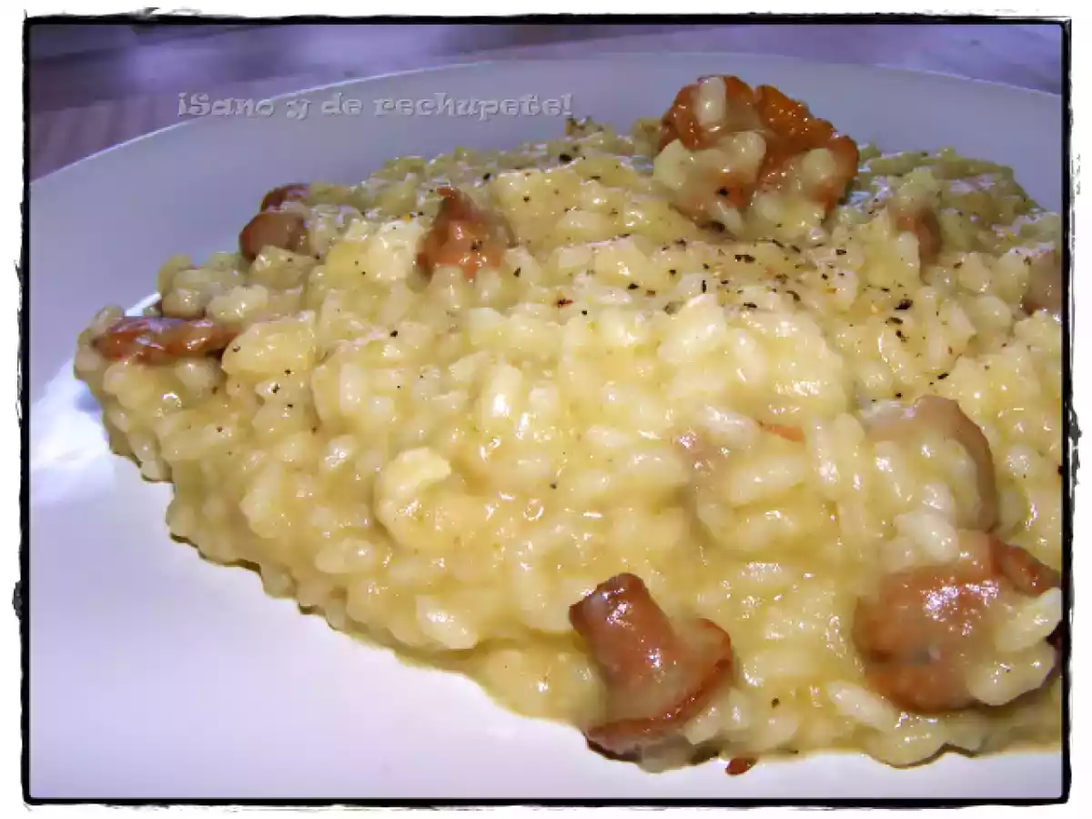 Risotto de calabacín, rábano y setas