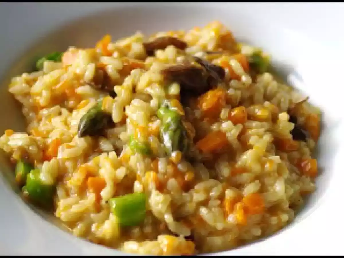 Risotto de calabaza, trigueros y moixernons
