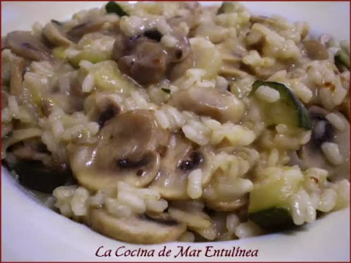 Risotto de champiñones y calabacín