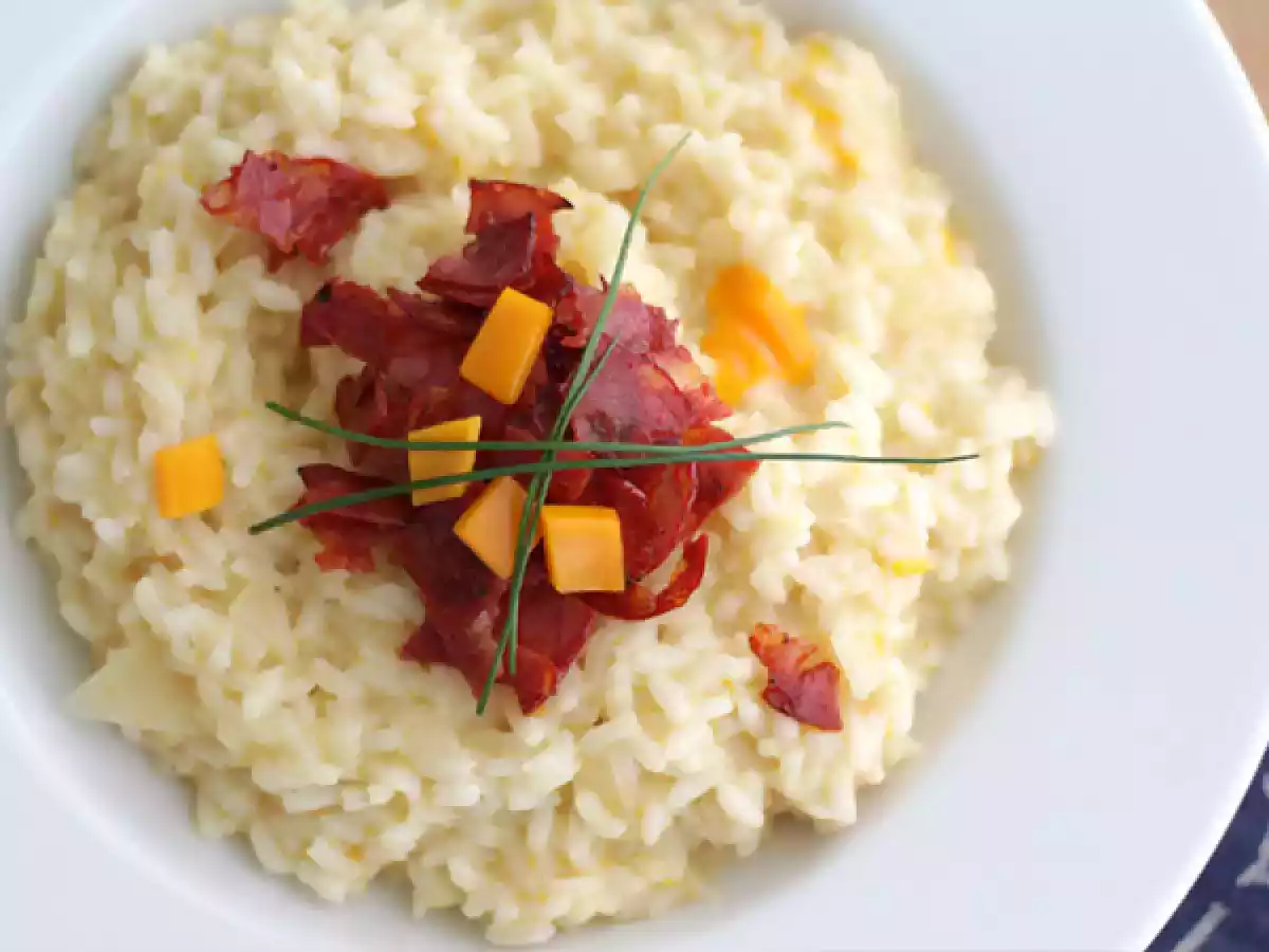 Risotto de cheddar y chorizo