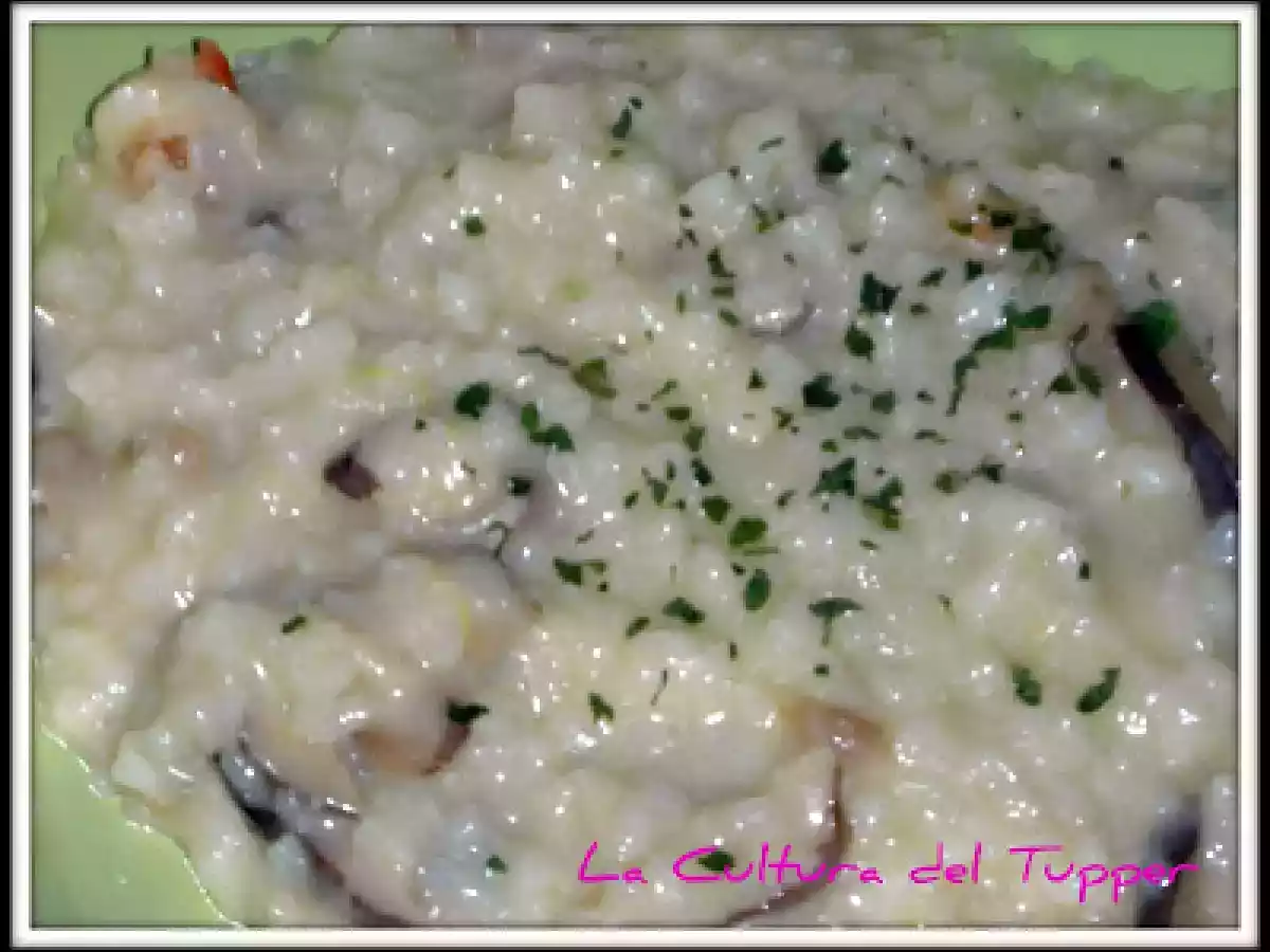 Risotto de gambas y setas shiitake