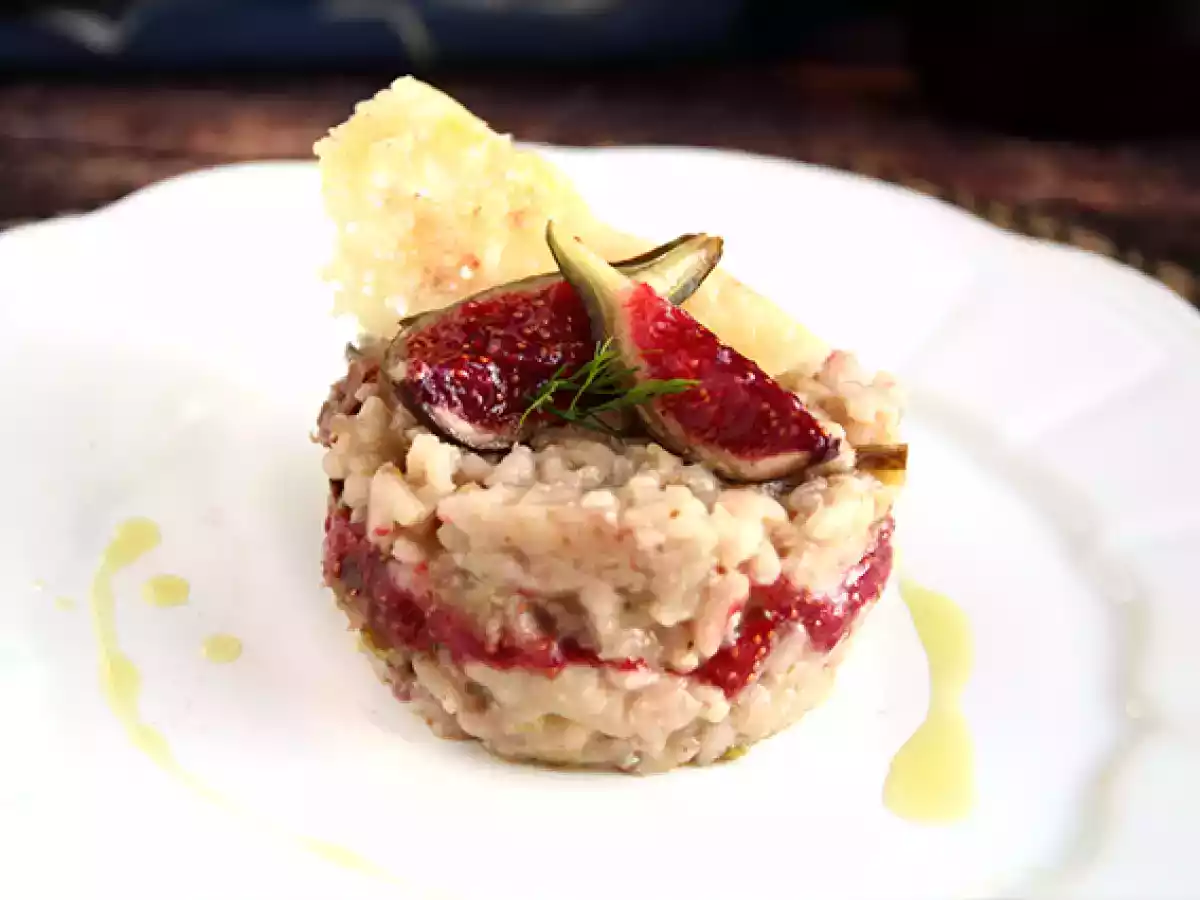 Risotto de higos, gorgonzola y jamón