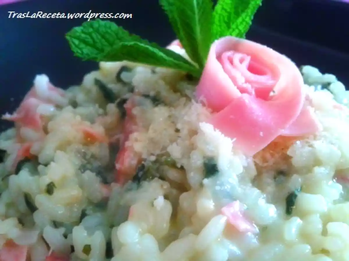 Risotto de jamón cocido y espinacas