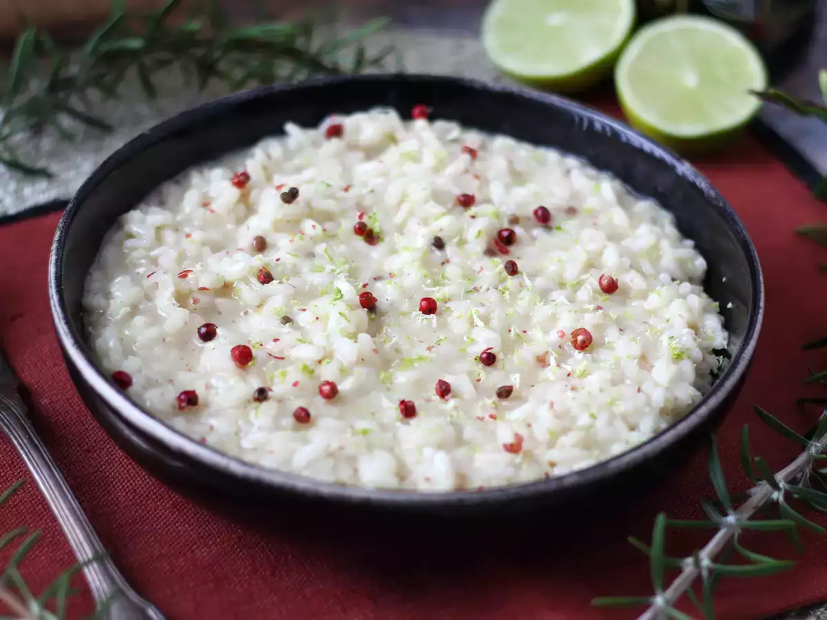 Risotto de lima y pimienta rosa: una receta vegetariana sencilla y muy elegante - foto 4